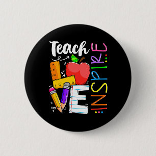 Cute Teach Kärlek och Inspire Manar Women Lacher Knapp