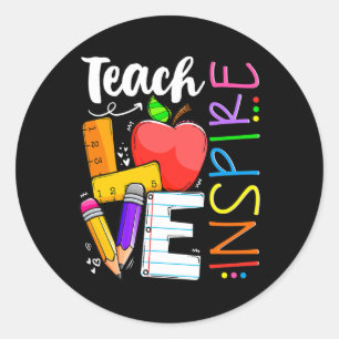 Cute Teach Kärlek och Inspire Manar Women Lacher Runt Klistermärke