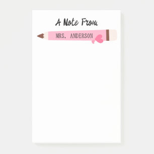 Cute Teacher A Note from Rosa Pencil Monogram Post-it Block