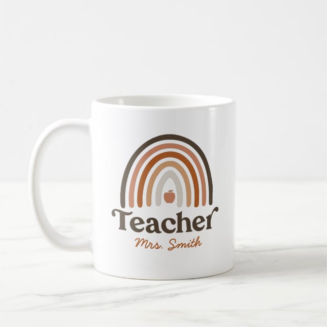 Cute Teacher Apprecition Boho Modern Rainbow Kaffemugg (Vänster)