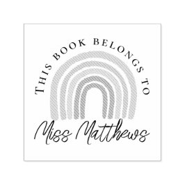 Cute Teacher Bibliotek Rainbow Bookplate Självfärgande Stämpel