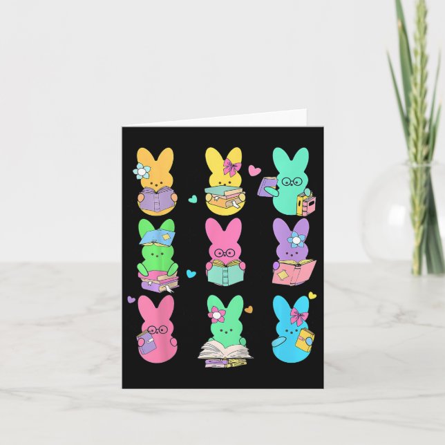 Cute Teacher Bunny Rabbit Reading Påskhares B Kort (Framsida)