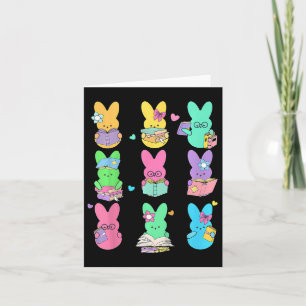 Cute Teacher Bunny Rabbit Reading Påskhares B Kort