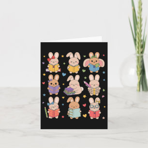 Cute Teacher Bunny Rabbit Reading Påskhares B Kort