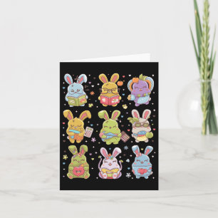 Cute Teacher Bunny Rabbit Reading Påskhares B Kort