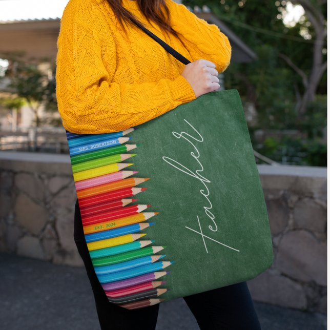 Cute Teacher Chalkboard-Personlig Tygkasse (Skapare uppladdad)