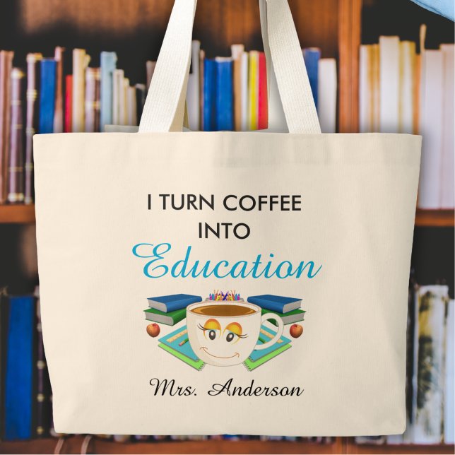 Cute Teacher Coffee to Education Jumbo Tygkasse (Skapare uppladdad)
