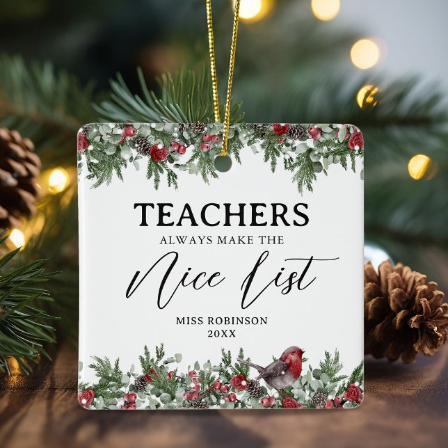 Cute Teacher Gift-jul Julgransprydnad Keramik (Skapare uppladdad)