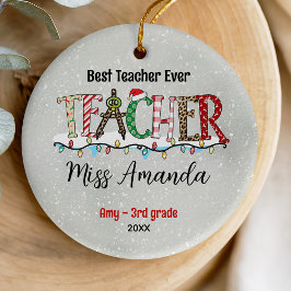 Cute Teacher-grönten Jul Red baffalo plaid Julgransprydnad Keramik