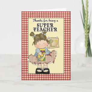 Cute Teacher-hälsningskort Tack Kort