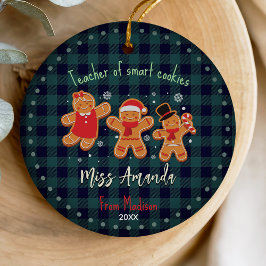 Cute Teacher Julgingerbröd baffalo plaid Julgransprydnad Keramik