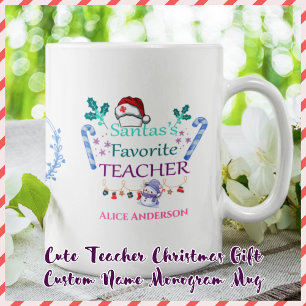 Cute Teacher-julklapp - Anpassat namn Monogram Mugg