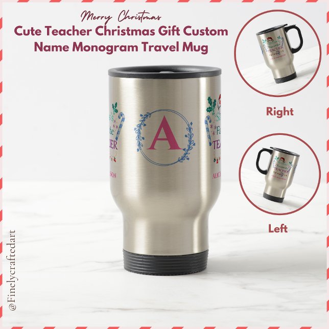 Cute Teacher-julklapp - Anpassat namn Monogram Resemugg (Skapare uppladdad)