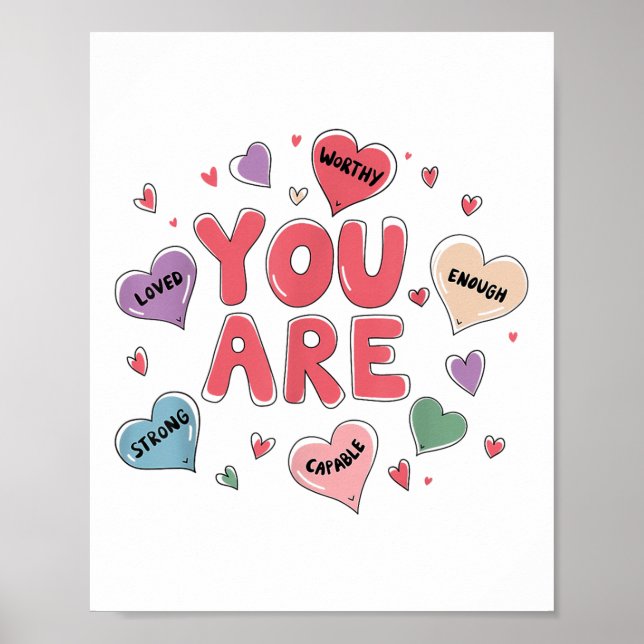 Cute Teacher Kids Valentines day Teach Heart Candy Poster (Framsidan)
