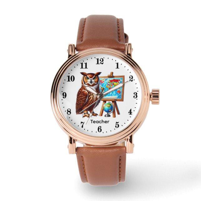 Cute Teacher owl customizable  Armbandsur (Framsida)