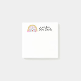Cute Teacher Rainbow Apple Pencil "A Note from" Post-it Block