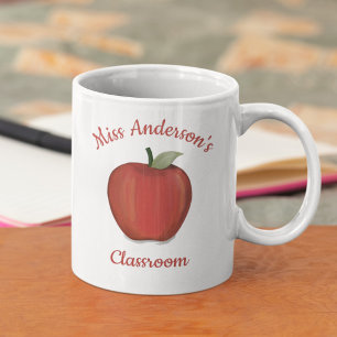 Cute Teacher Red Apple Personlig Kaffemugg
