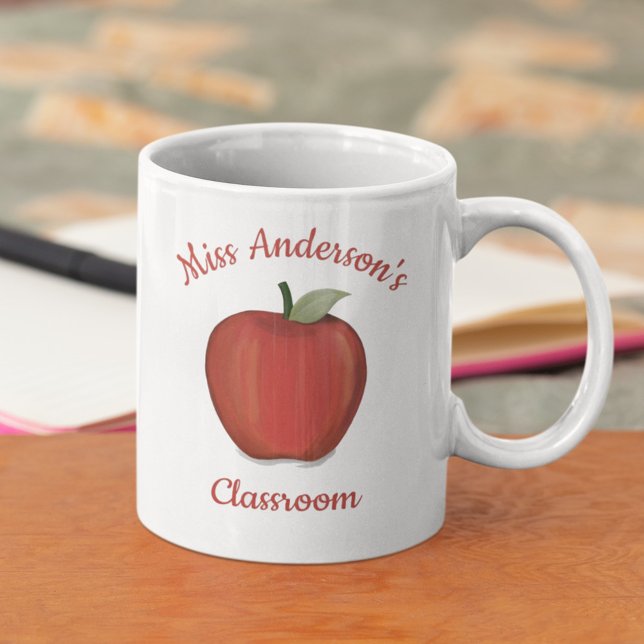 Cute Teacher Red Apple Personlig Kaffemugg (Skapare uppladdad)