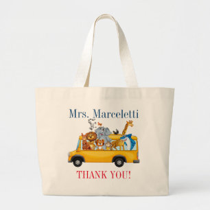 Cute Teacher, School Buss Driver, Daycare Tote Bag Jumbo Tygkasse