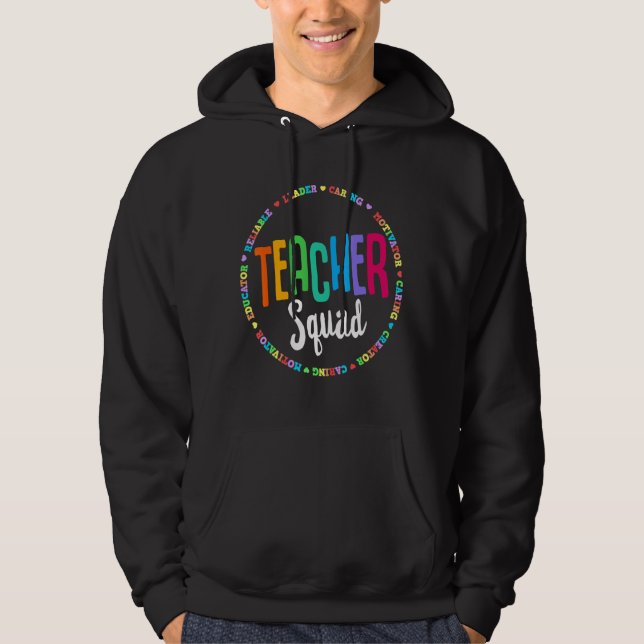 Cute Teacher Squad Colorful Elementary Pre K Dayca Hoodie (Framsida)