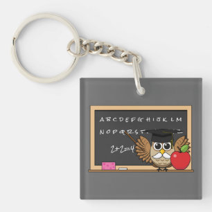 Cute Teacher Uggla med Apple Tecknad