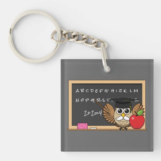 Cute Teacher Uggla med Apple Tecknad (Framsidan)