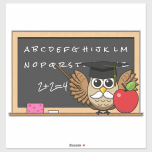 Cute Teacher Uggla med Apple Tecknad Klistermärken