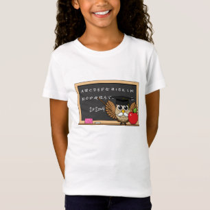 Cute Teacher Uggla med Apple Tecknad T Shirt