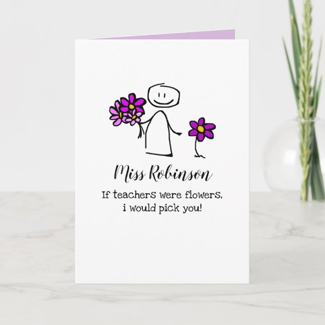 Cute Teacher-uppskattning Kort (Framsida)