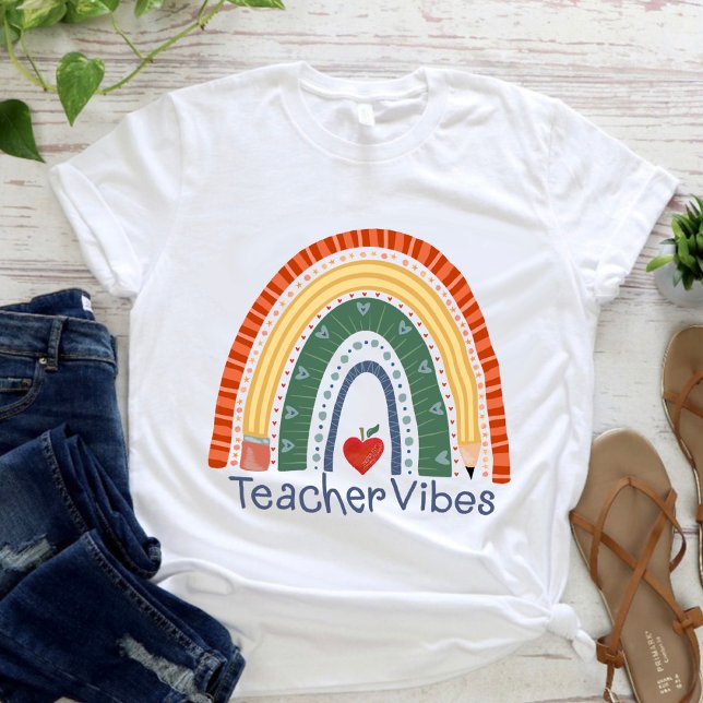Cute Teacher Vibes Rainbow Inspiritivity T Shirt (Skapare uppladdad)