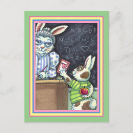 CUTE TEACHER'S PET, APPLE & VALENTINE BUNNY KIN HELG VYKORT