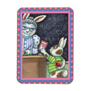 CUTE TEACHER'S PET, APPLE & VALENTINE BUNNY KIN MAGNET