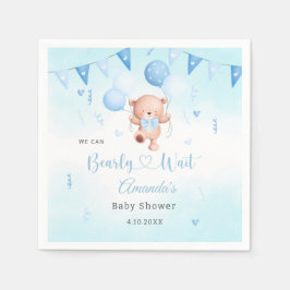 Cute Teady Baby Bear-vattenfärgen Boho Blue Ballog Pappersservett