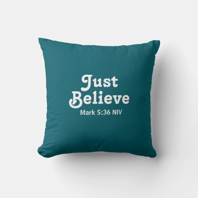Cute Teal and White Believe in Miracles Faith Kudde (Framsida)