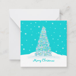 Cute Teal Aqua Mini Julgran Anteckningskort