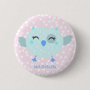 Cute Teal Bird - Rosa Stripe Kids' Birthday Favor Knapp
