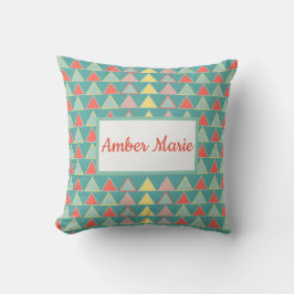 Cute Teal Blue Colorful Abstrakt Geometric Mönster Kudde