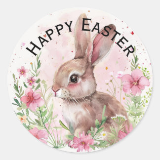 Cute teal bunny happy Easter stickers Runt Klistermärke