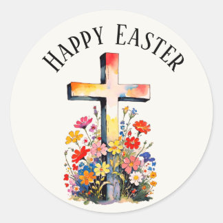 Cute teal bunny happy Easter stickers Runt Klistermärke