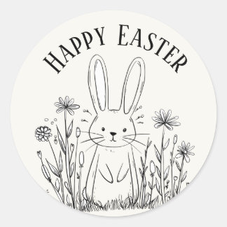 Cute teal bunny happy Easter stickers Runt Klistermärke