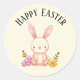 Cute teal bunny happy Easter stickers Runt Klistermärke