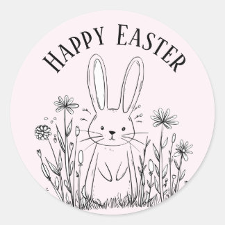 Cute teal bunny happy Easter stickers Runt Klistermärke