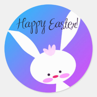Cute teal bunny happy Easter stickers Runt Klistermärke