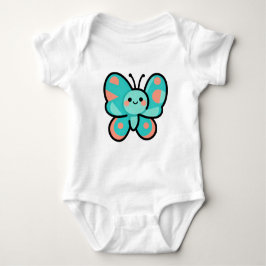 Cute Teal Butterfly Kawaii Art Baby Clothes T Shirt