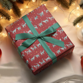 Cute Teal Cat Silhouettes i jul Presentpapper