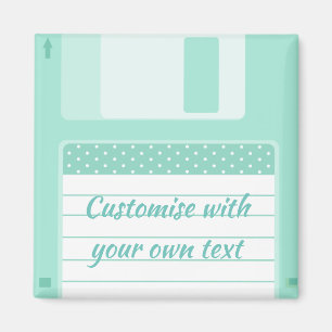 Cute Teal-diskett som ska anpassas med egen text Magnet