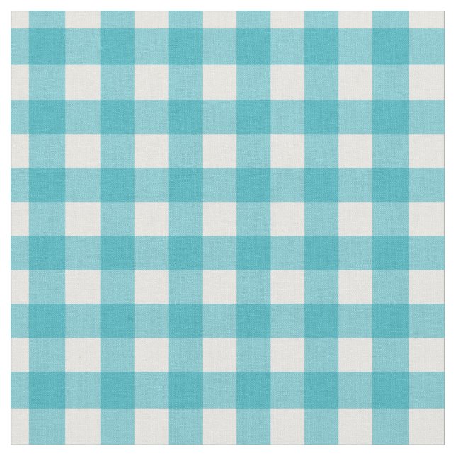 Cute Teal Gingham Tyg (Närbild)