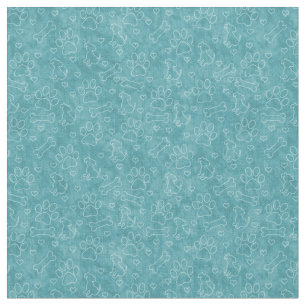 Cute Teal Hund Fabric Tyg