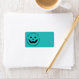 Cute teal jack o lantern anpassningsbar Halloween Adressetikett