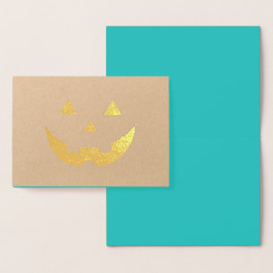 Cute teal jack o lantern lustig Halloween Folierat Kort